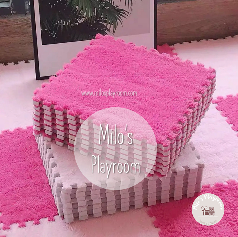Super Girly Pink Nursery Plush Baby Mats  - Plush Puzzle Playmat